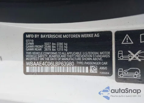 2020 BMW 840I xDrive из США, поврежденный, VIN WBAAE4C06LBP63980